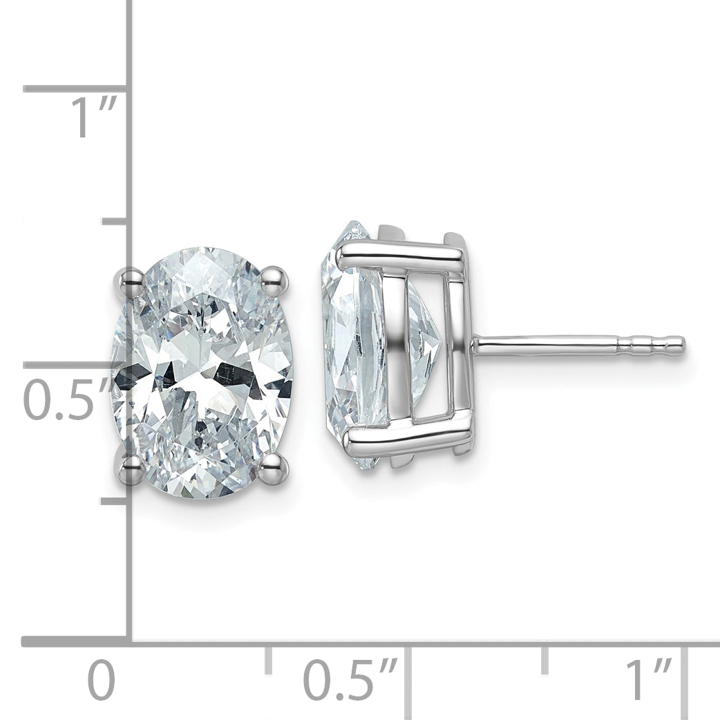 14K White Gold 5 ct Lab-Created Diamond VS/SI+ G+, Oval-Cut 4-Prong Stud Earrings Secondary image