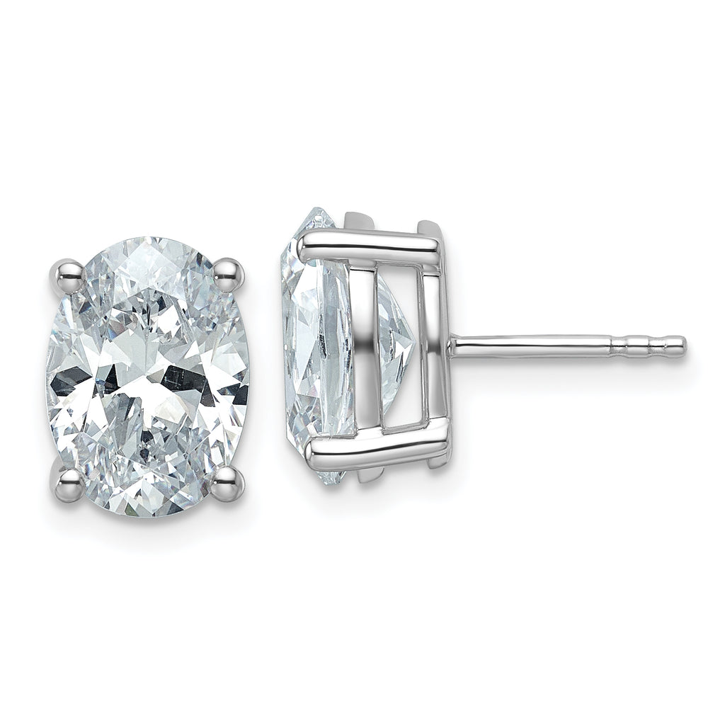14K White Gold 5 ct Certified Lab-Created Diamond VS+ F+, Oval-Cut 4-Prong Stud Earrings
