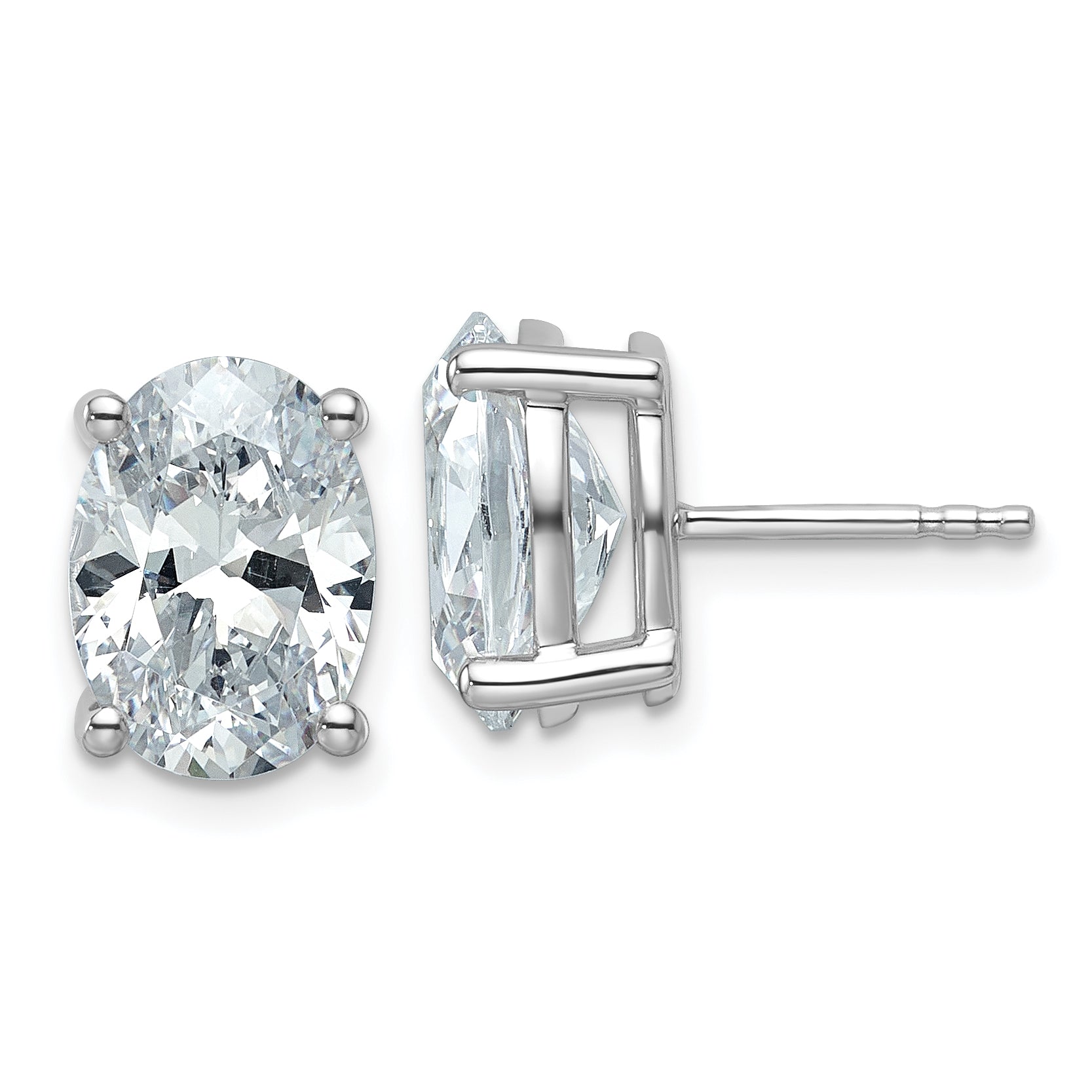 14K White Gold 5 ct Lab-Created Diamond VS/SI+ G+, Oval-Cut 4-Prong Stud Earrings Main image