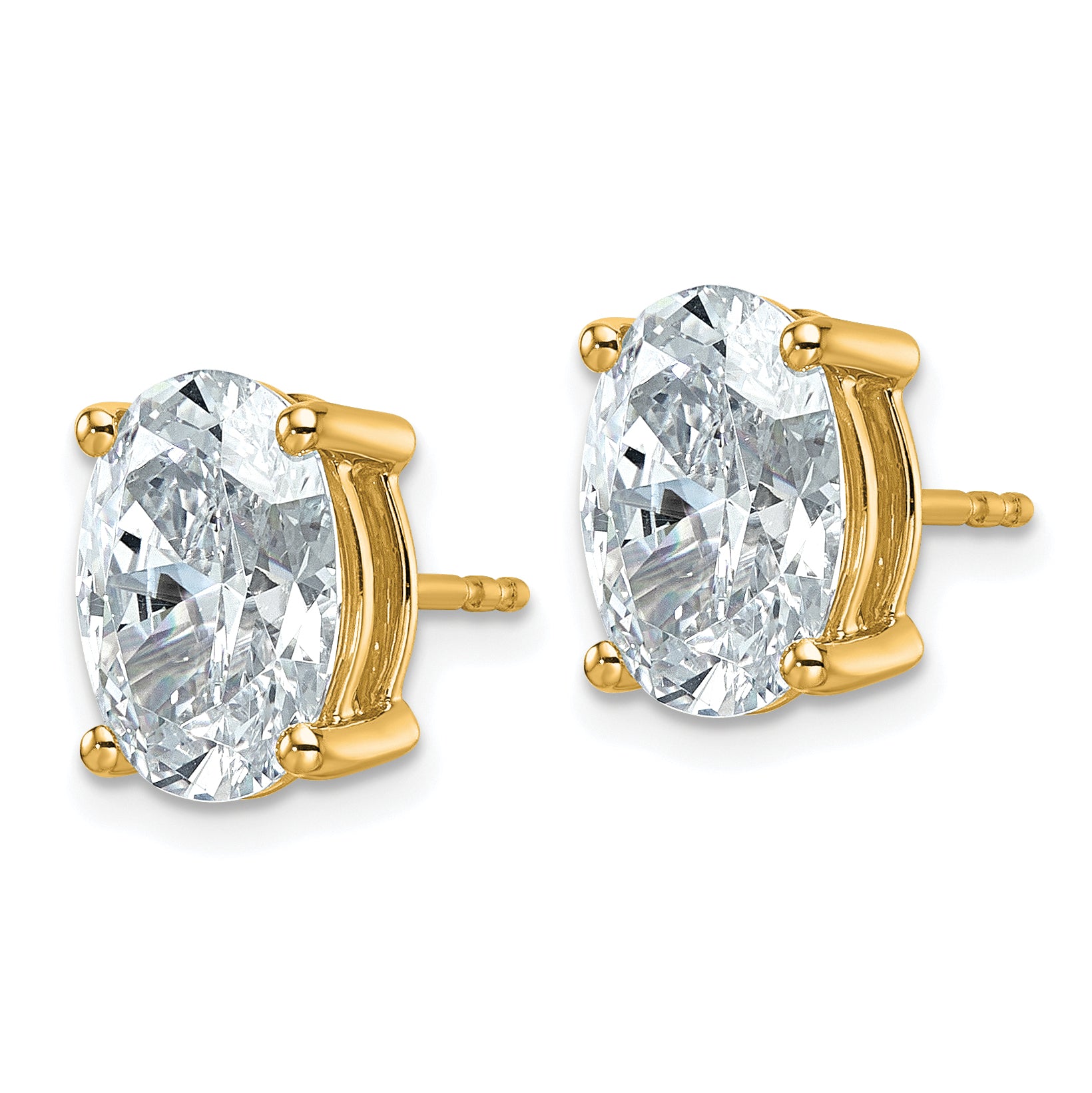 14K Yellow Gold 5 ct Lab-Created Diamond VS/SI+ G+, Oval-Cut 4-Prong Stud Earrings Main image