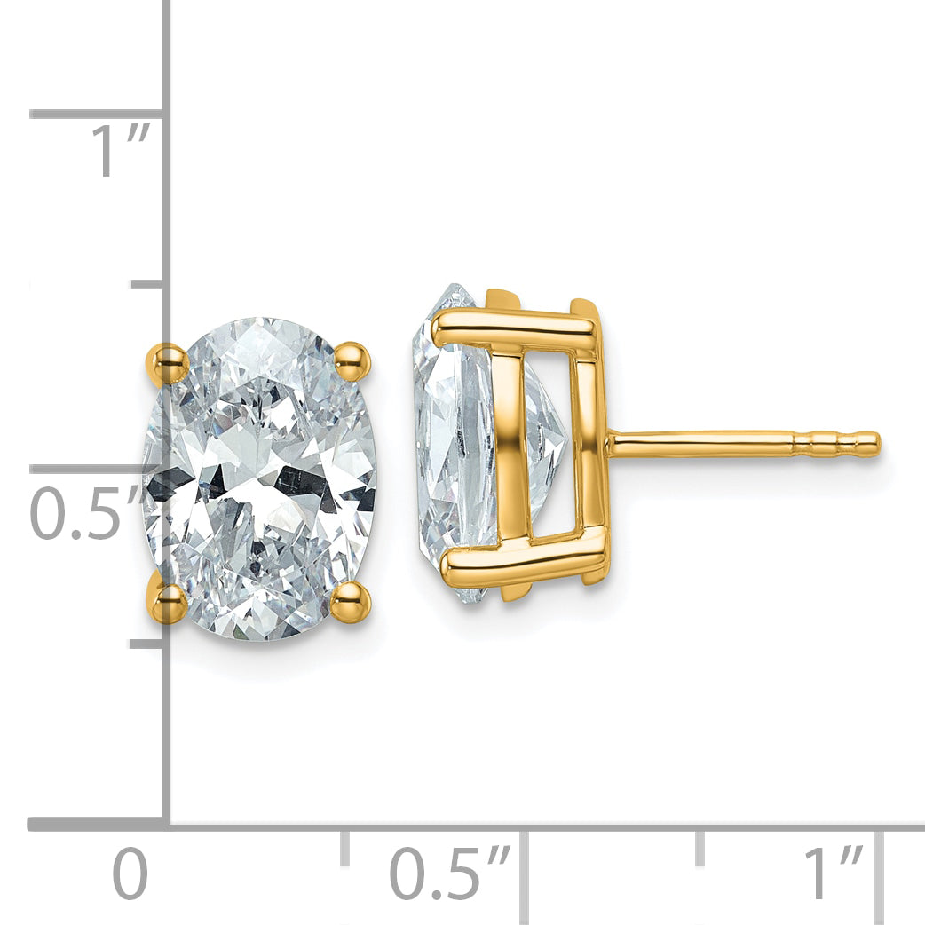 14K Yellow Gold 5 ct Lab-Created Diamond VS/SI+ G+, Oval-Cut 4-Prong Stud Earrings