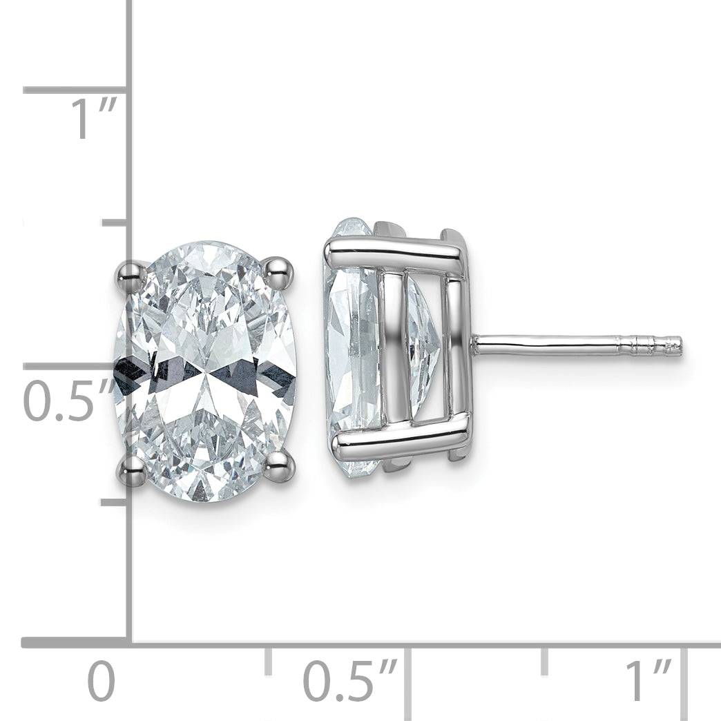 14K White Gold 6 ct Lab-Created Diamond VS/SI+ G+, Oval-Cut 4-Prong Stud Earrings