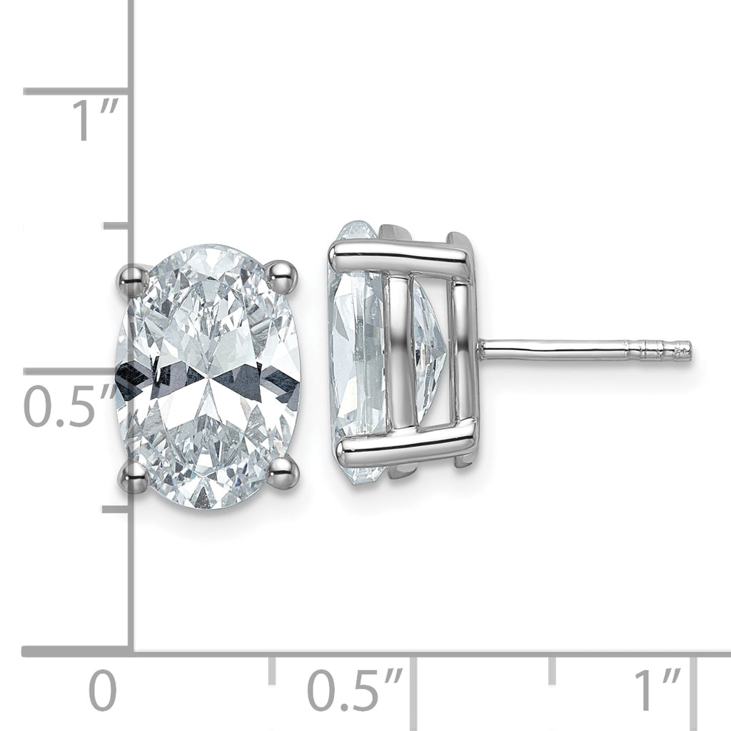 14K White Gold 6 ct Certified Lab-Created Diamond VS+ F+, Oval-Cut 4-Prong Stud Earrings