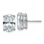 14K White Gold 6 ct Lab-Created Diamond VS/SI+ G+, Oval-Cut 4-Prong Stud Earrings