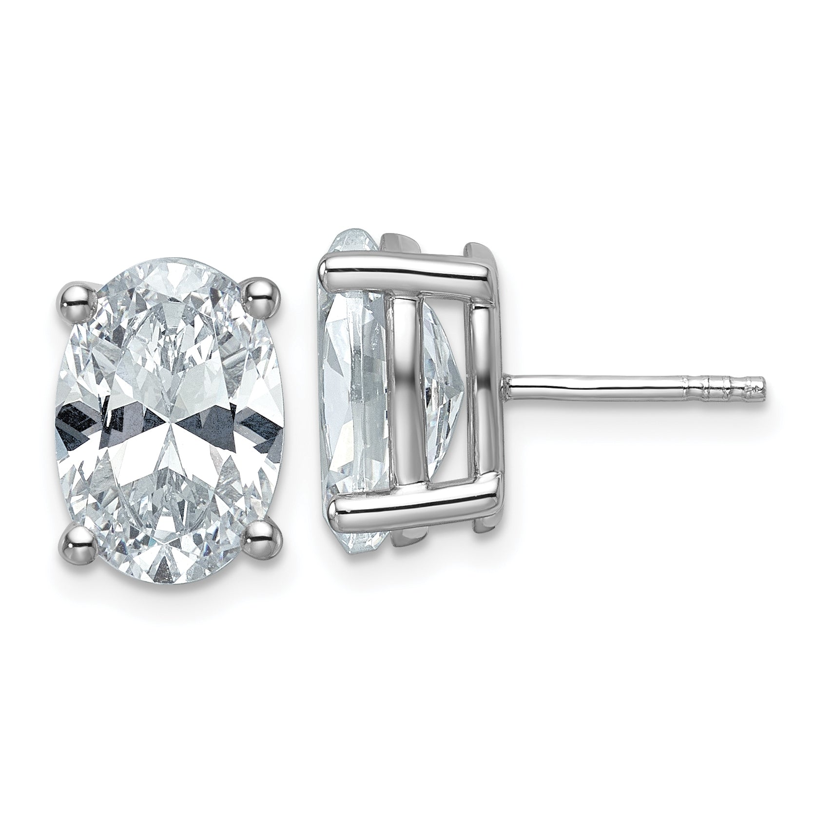 14K White Gold 6 ct Lab-Created Diamond VS/SI+ G+, Oval-Cut 4-Prong Stud Earrings