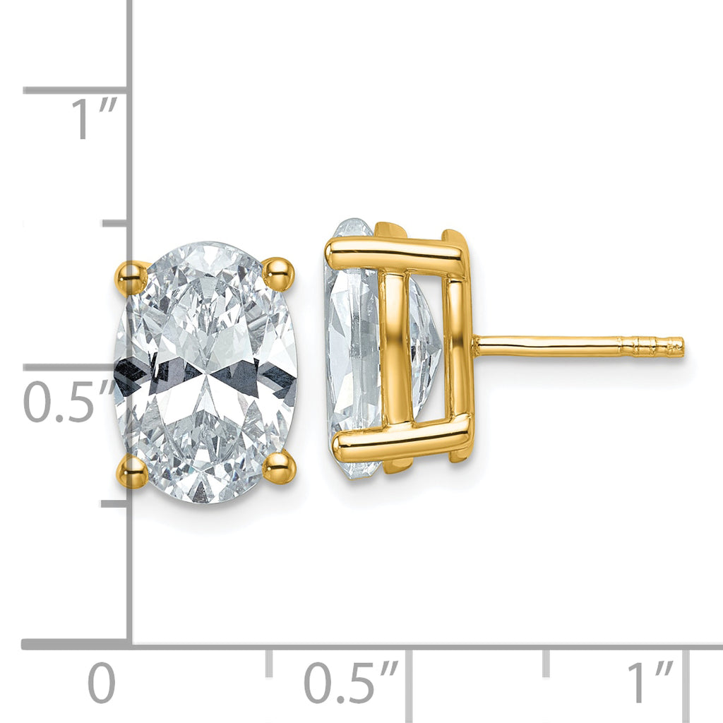 14K Yellow Gold 6 ct Lab-Created Diamond VS+ F+, Oval-Cut 4-Prong Stud Earrings