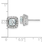 14k White Gold 3/8 carat Lab Grown Diamond VS/SI+ G+ March Birthstone Aquamarine Halo Post Earrings