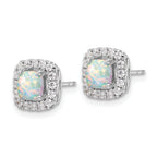 14k White Gold 3/8 carat Lab Grown Diamond VS/SI+ G+ October Birthstone Lab Created Opal Halo Post Earrings