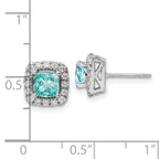Pure Serenity 14k White Gold 3/8 carat Lab Grown Diamond VS/SI+ G+ and Lab Created Paraiba Halo Post Earrings