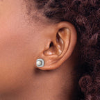14k White Gold 3/8 carat Lab Grown Diamond VS/SI+ G+ June Birthstone Freshwater Cultered Pearl Halo Post Earrings