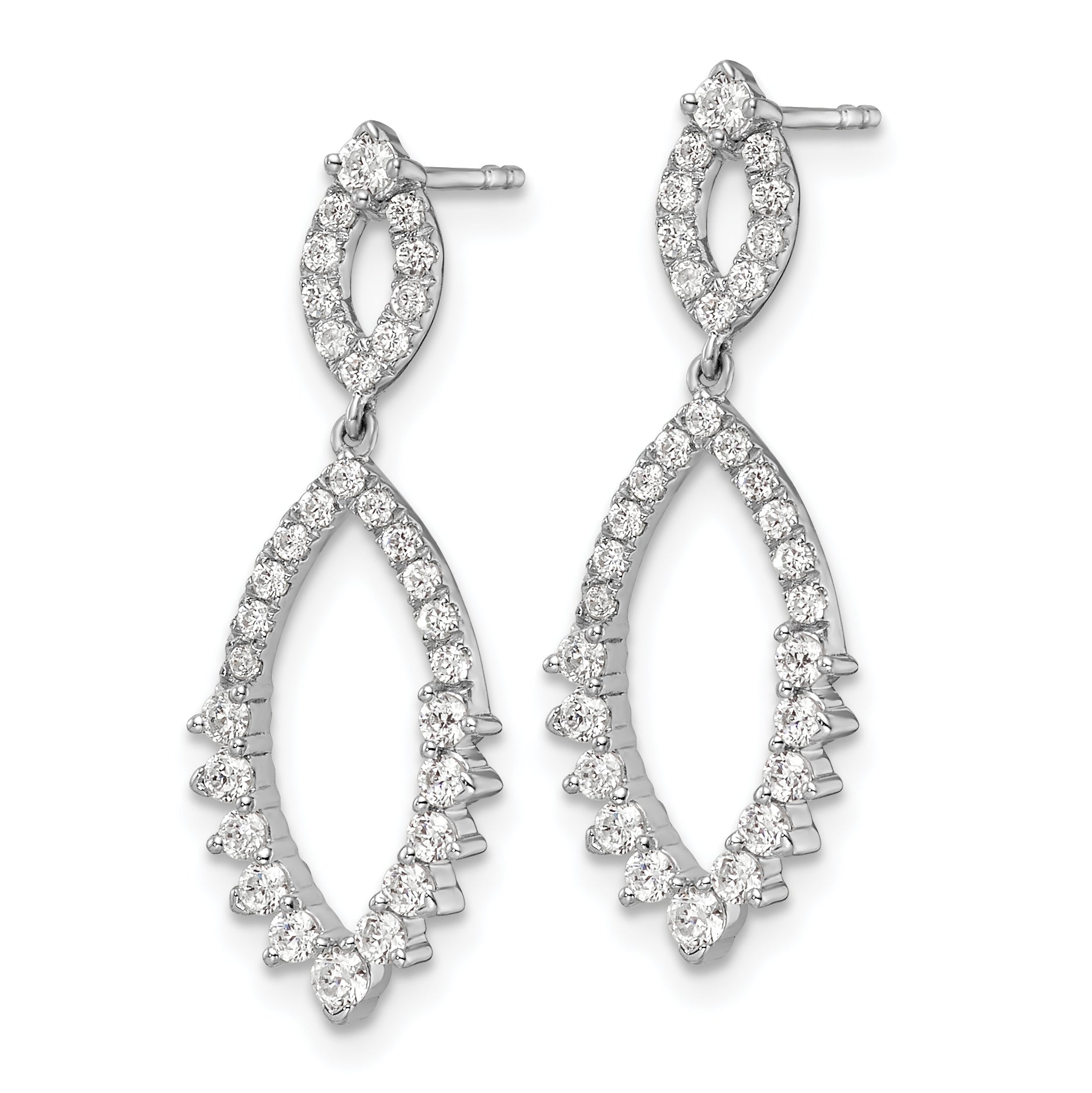 14k White Gold 7/8 carat Lab Grown Diamond VS/SI+ G+ Complete Fashion Dangle Post Earrings Secondary image