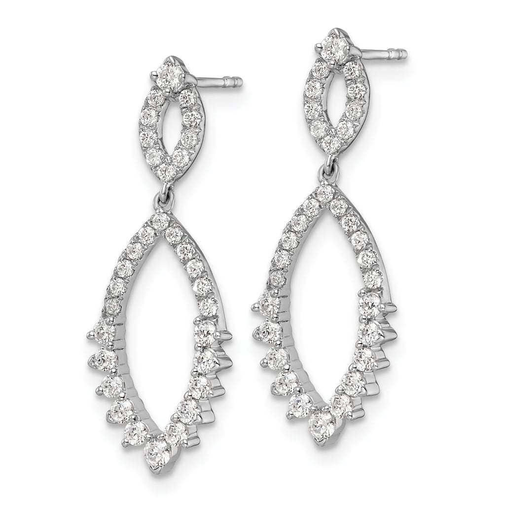 14k White Gold 7/8 carat Lab Grown Diamond VS/SI+ G+ Complete Fashion Dangle Post Earrings