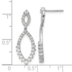 14k White Gold 7/8 carat Lab Grown Diamond VS/SI+ G+ Complete Fashion Dangle Post Earrings