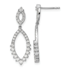 14k White Gold 7/8 carat Lab Grown Diamond VS/SI+ G+ Complete Fashion Dangle Post Earrings