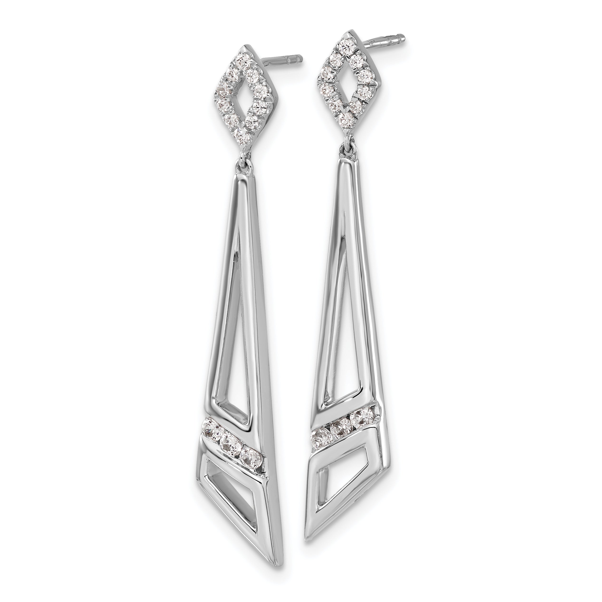 14K White Gold Lab Grown Diamond VS/SI+ G+ Triangles Post Dangle Ear