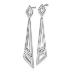 14K White Gold Lab Grown Diamond VS/SI+ G+ Triangles Post Dangle Ear