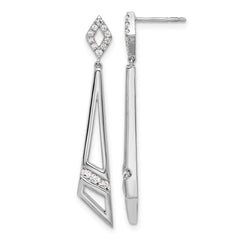 14K White Gold Lab Grown Diamond VS/SI+ G+ Triangles Post Dangle Ear