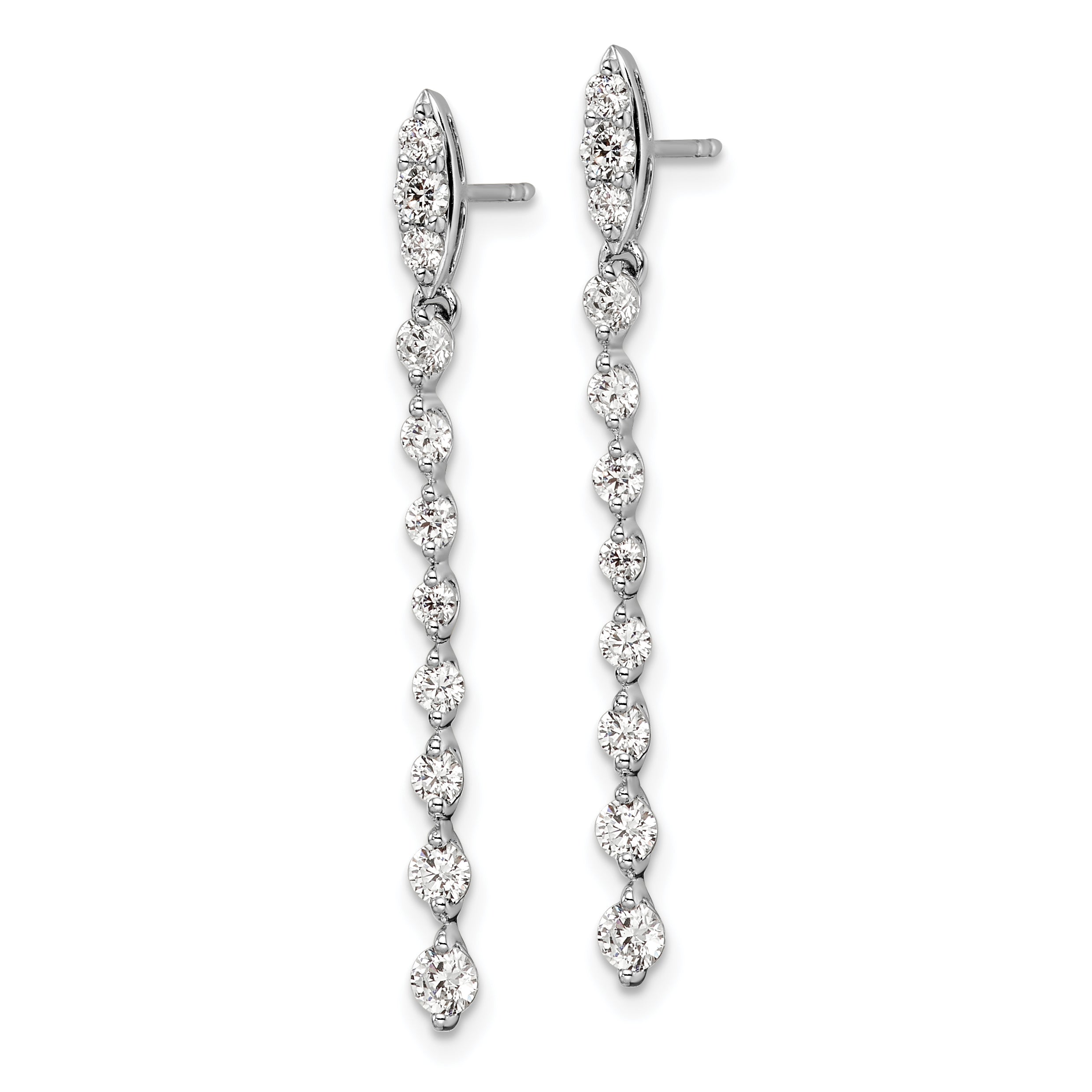 14k White Gold 1 carat Lab Grown Diamond VS/SI+ G+ Complete Dangle Post Earrings Secondary image