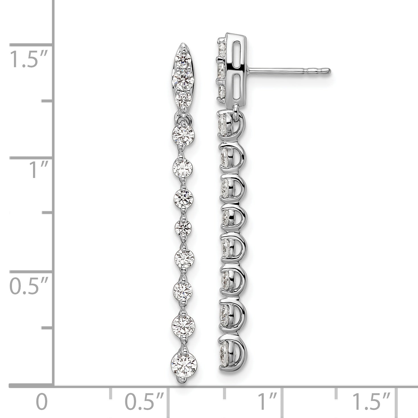 14k White Gold 1 carat Lab Grown Diamond VS/SI+ G+ Complete Dangle Post Earrings