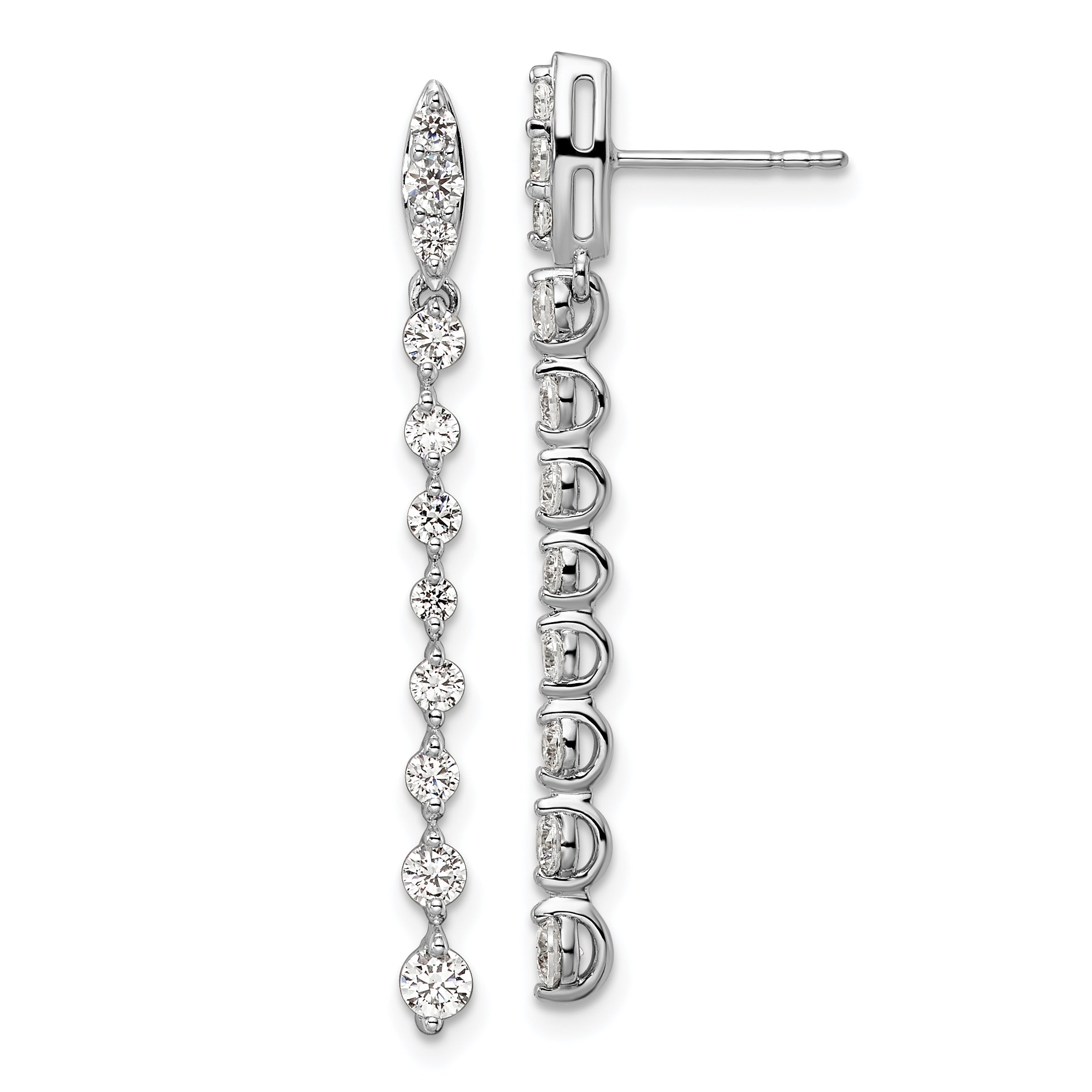 14k White Gold 1 carat Lab Grown Diamond VS/SI+ G+ Complete Dangle Post Earrings