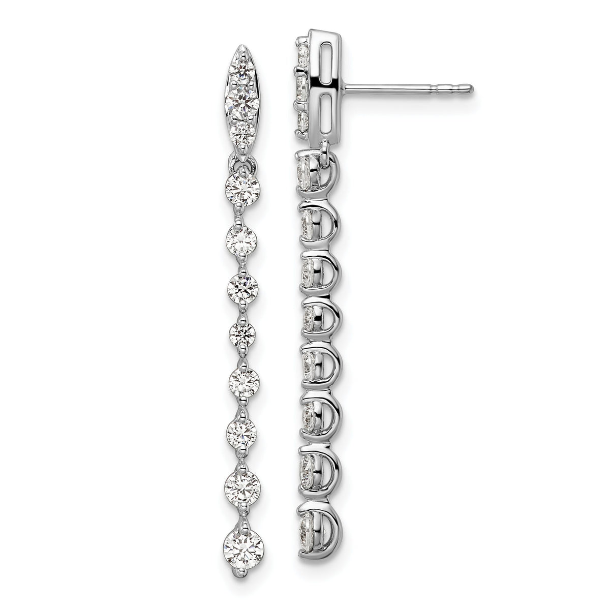 Lab-Grown Diamond Stud Dangle Earrings in 14K White Gold, 2.8mm (1 ct. tw.) - Sophia Jewelers Main image