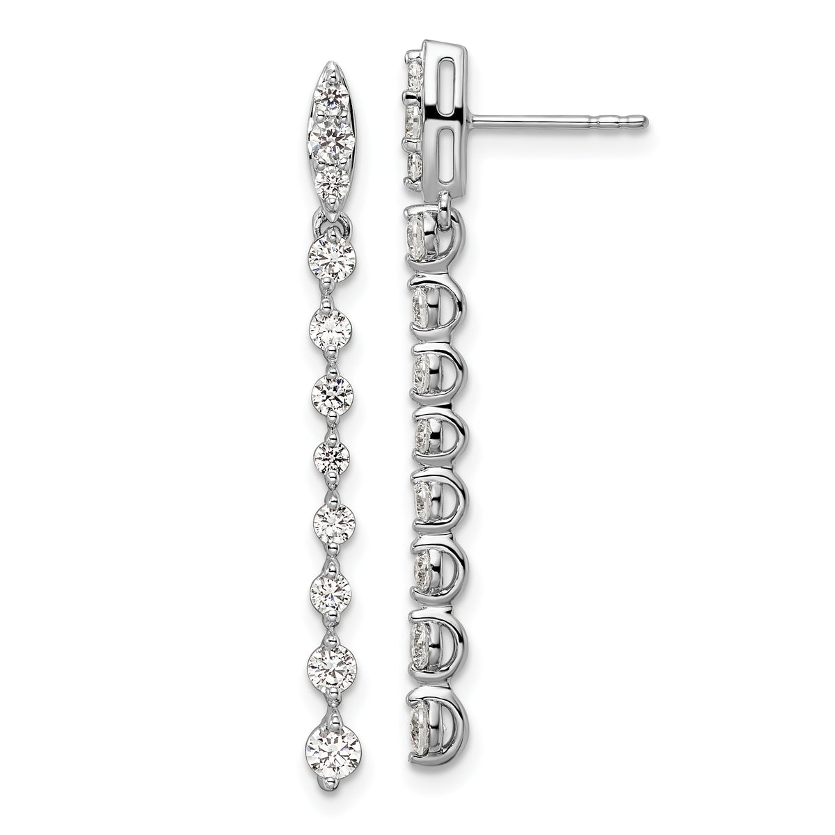 14k White Gold 1 carat Lab Grown Diamond VS/SI+ G+ Complete Dangle Post Earrings