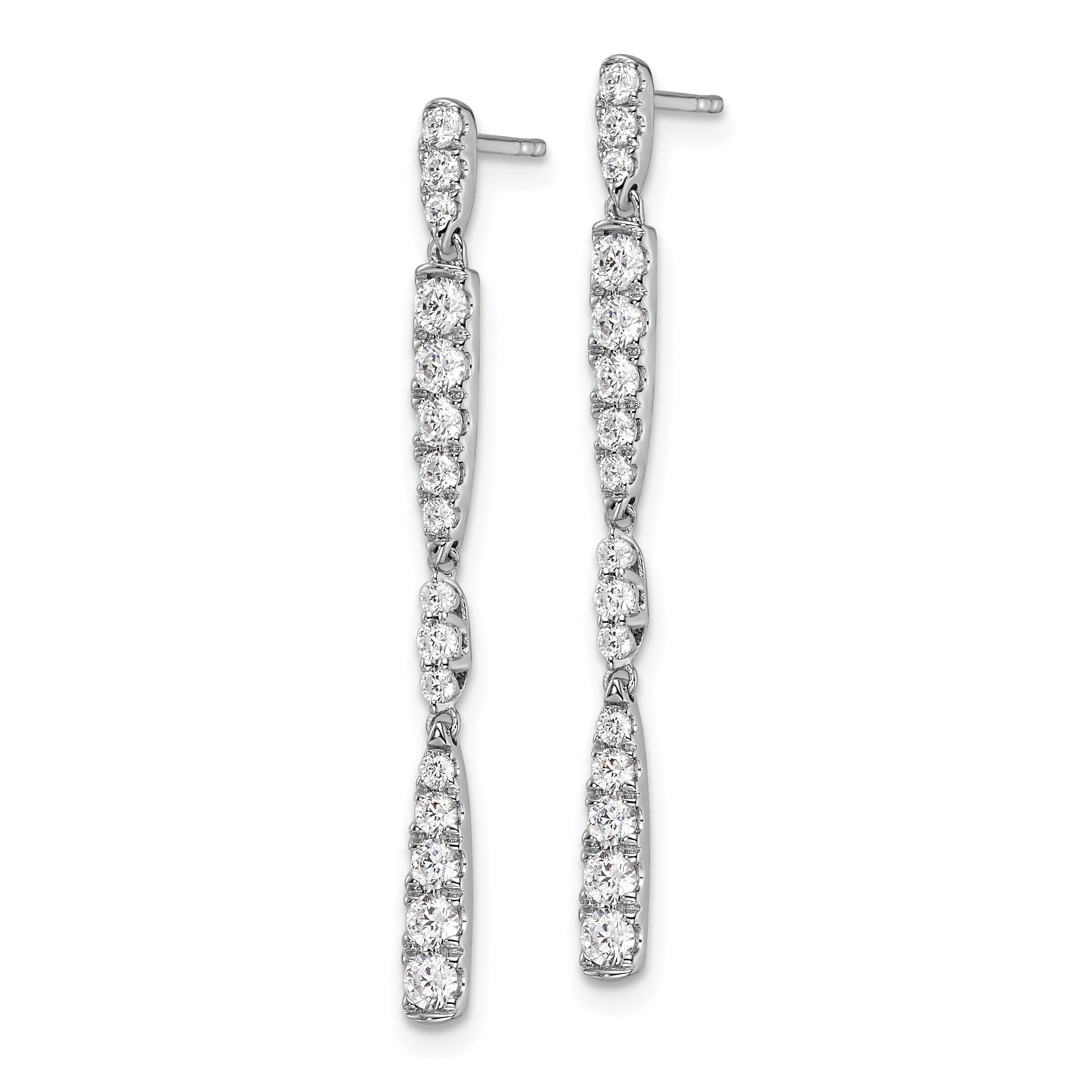 14k White Gold 1 carat Lab Grown Diamond VS/SI+ G+ Complete Dangle Post Earrings Secondary image