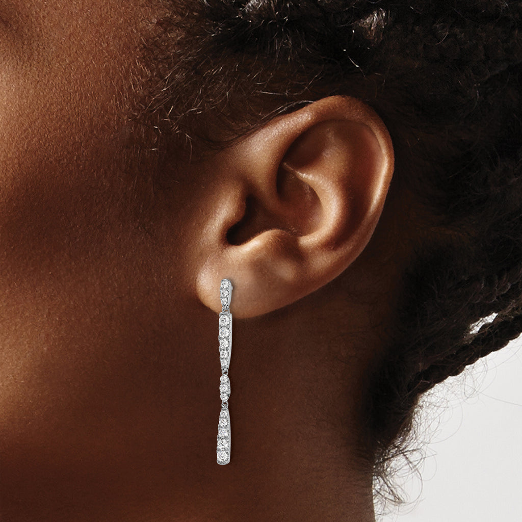14k White Gold 1 carat Lab Grown Diamond VS/SI+ G+ Complete Dangle Post Earrings