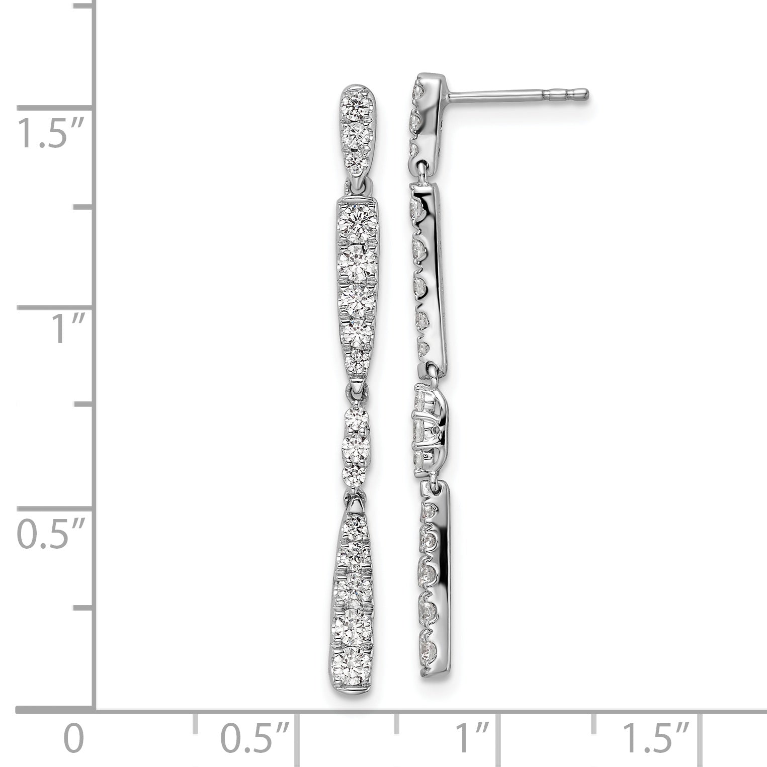 14k White Gold 1 carat Lab Grown Diamond VS/SI+ G+ Complete Dangle Post Earrings