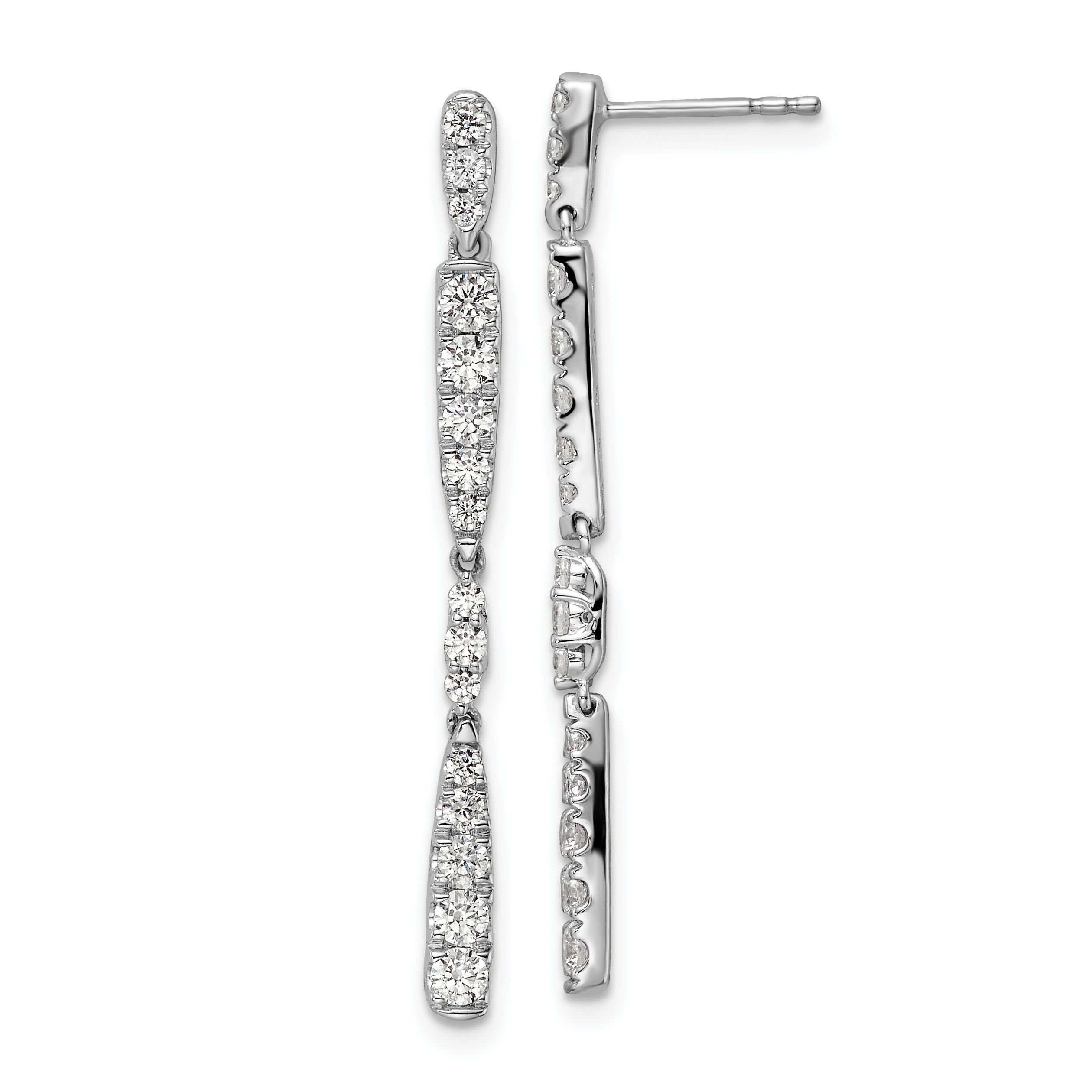 14k White Gold 1 carat Lab Grown Diamond VS/SI+ G+ Complete Dangle Post Earrings Main image