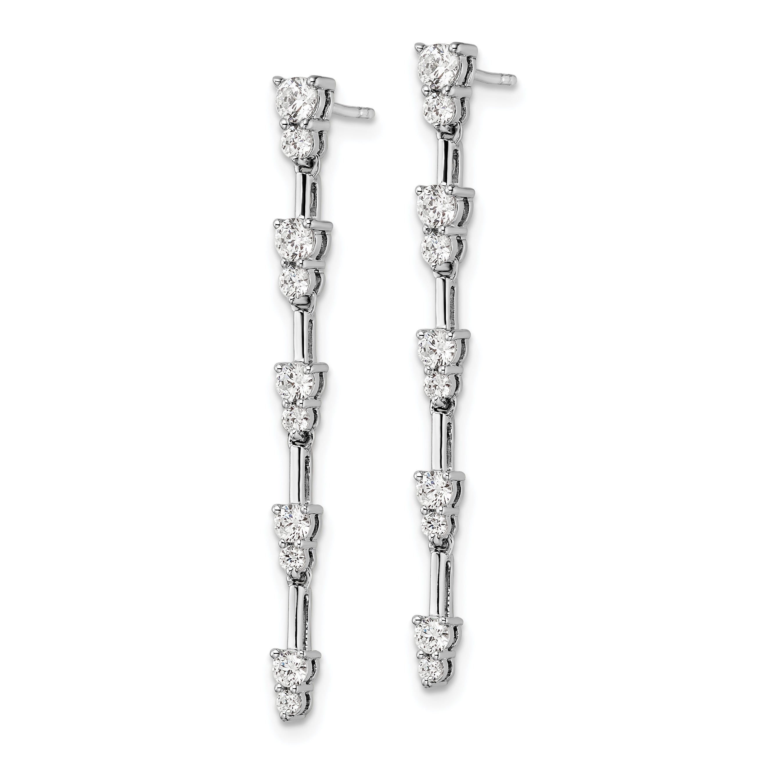 14k White Gold 1 carat Lab Grown Diamond VS/SI+ G+ Complete Dangle Post Earrings Secondary image