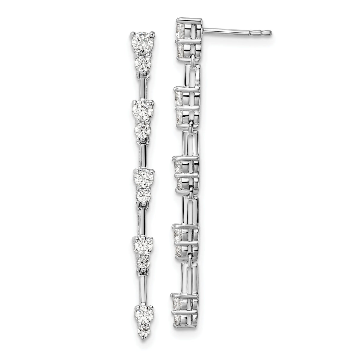 Lab-Grown Diamond Stud Dangle Earrings in 14K White Gold, 3.3x40mm (1 ct. tw.) - Sophia Jewelers Main image