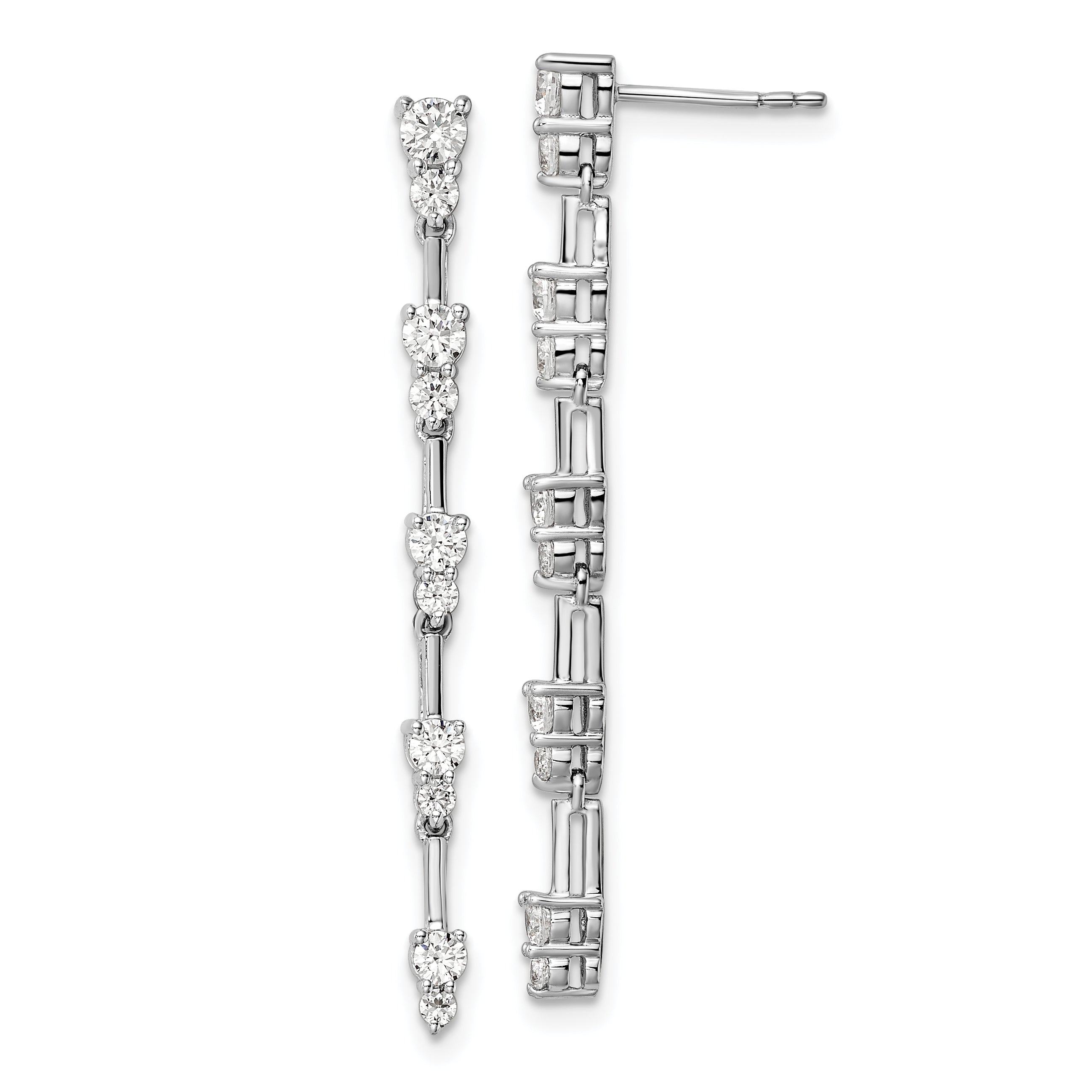 14k White Gold 1 carat Lab Grown Diamond VS/SI+ G+ Complete Dangle Post Earrings Main image