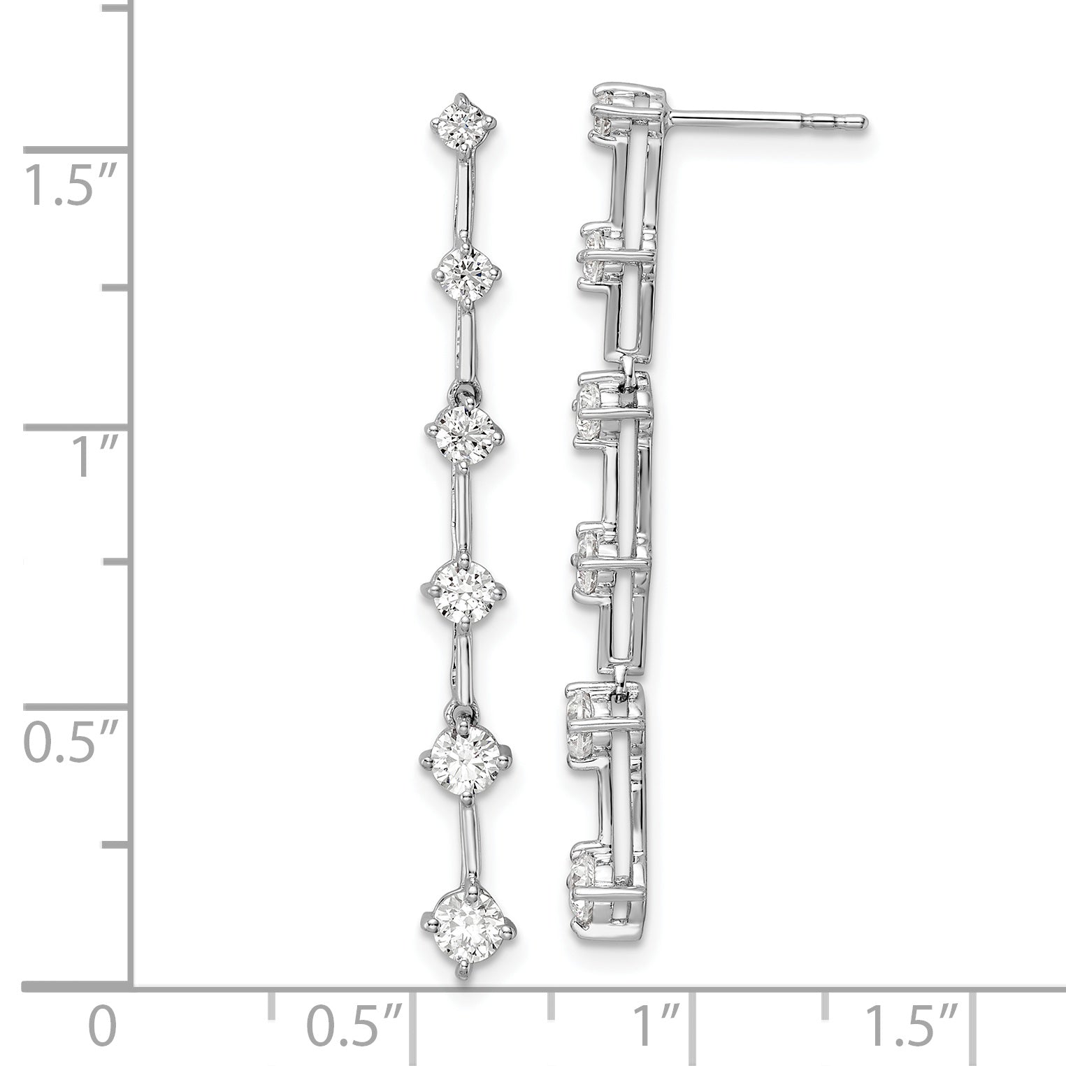 14k White Gold 1 carat Lab Grown Diamond VS/SI+ G+ Complete Six Stone Dangle Post Earrings