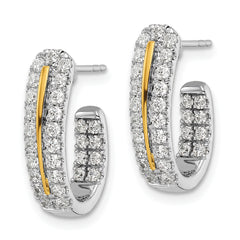 14K Two-Tone Lab Grown Diamond VS/SI FGH In and Out J-Hoop Earrings
