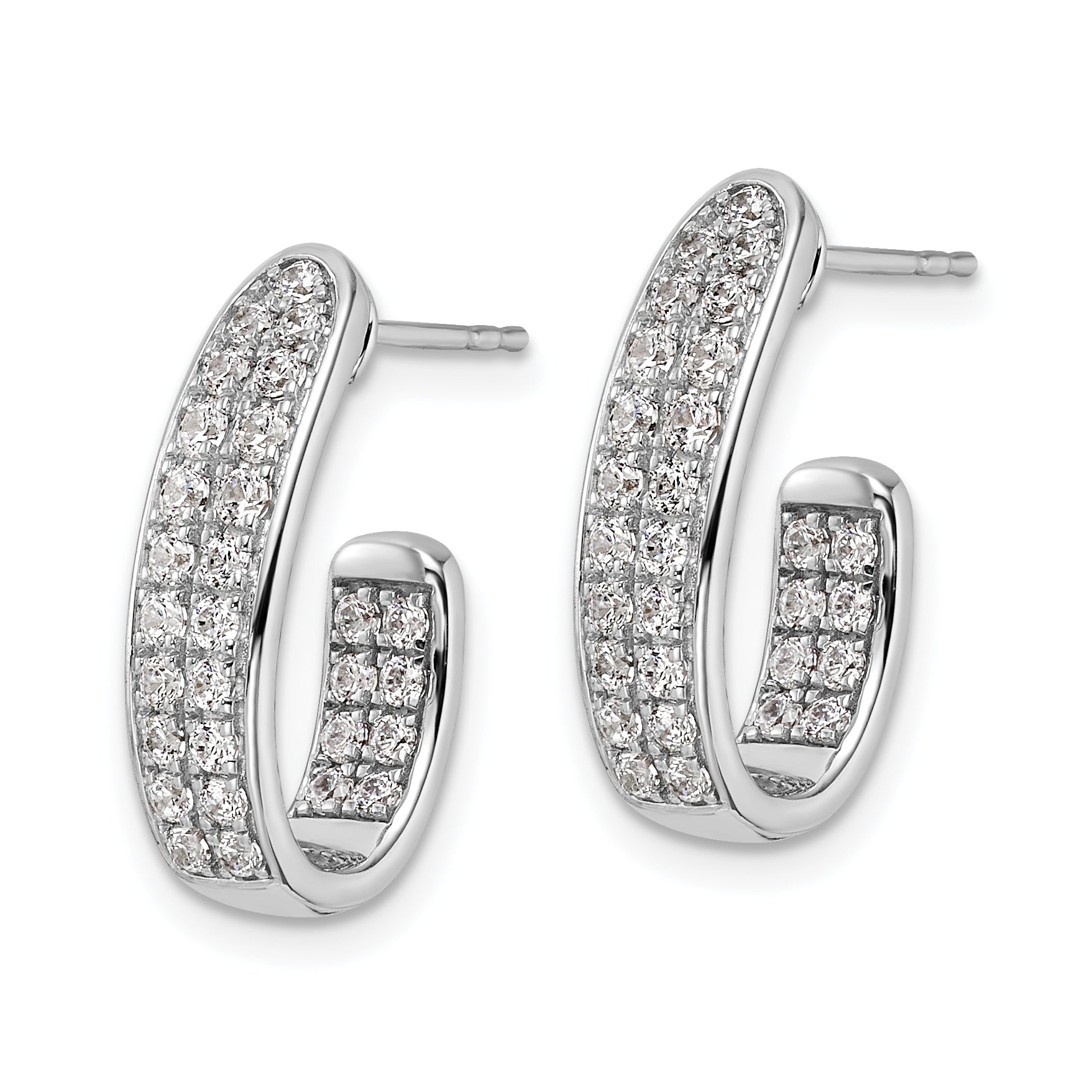 14k White Gold 1 carat Lab Grown Diamond VS/SI+ G+ Complete In and Out J-Hoop Hoop Earrings Secondary image