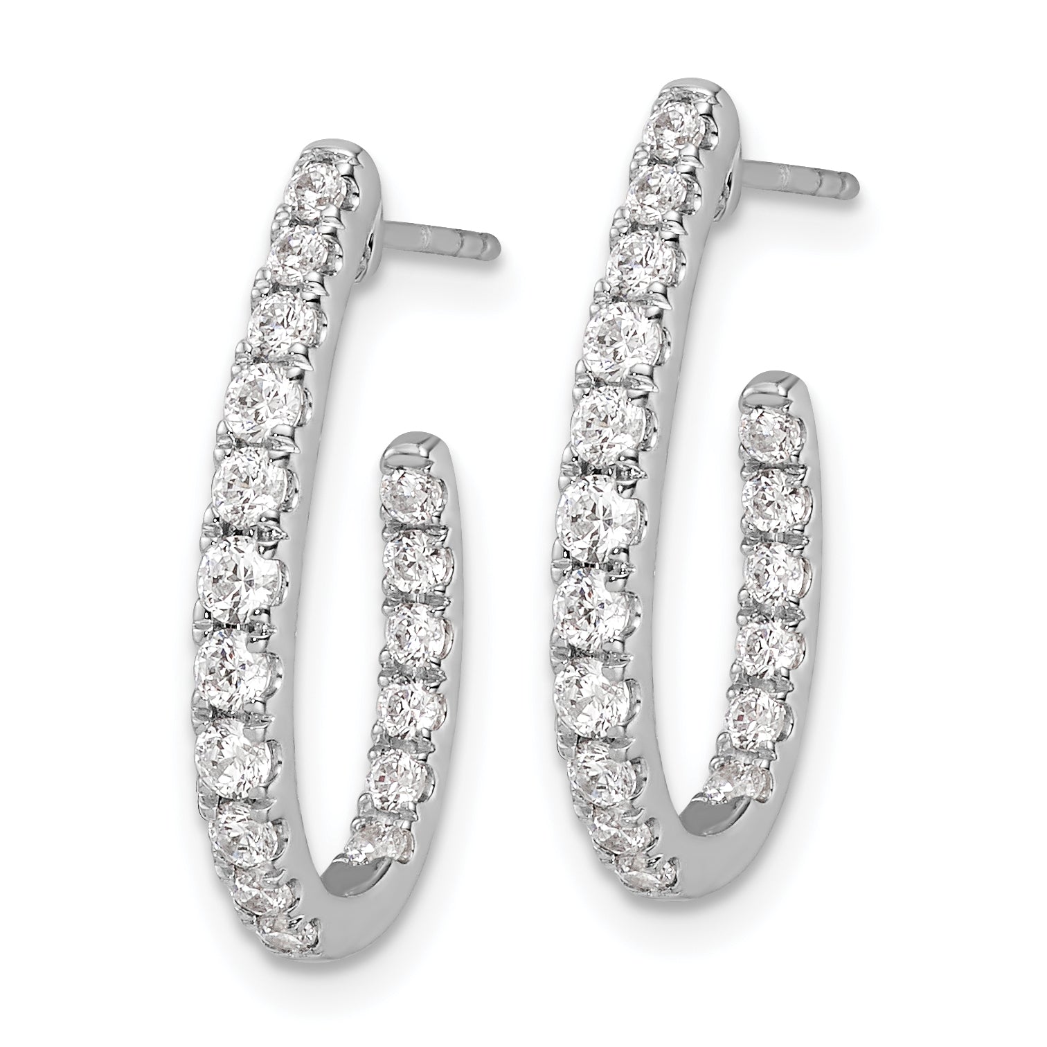 14k White Gold 1 carat Lab Grown Diamond VS/SI+ G+ Complete In and Out J-Hoop Hoop Earrings Secondary image