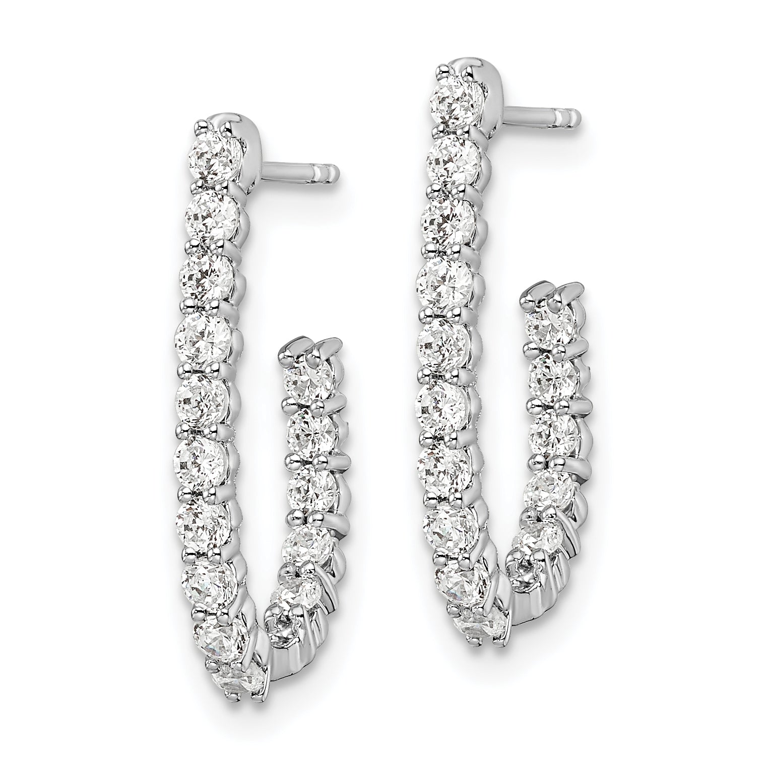 14k White Gold 1 carat Lab Grown Diamond VS/SI+ G+ Complete In and Out J-Hoop Hoop Earrings Secondary image