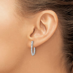 14k White Gold 1 carat Lab Grown Diamond VS/SI+ G+ Complete In and Out J-Hoop Hoop Earrings