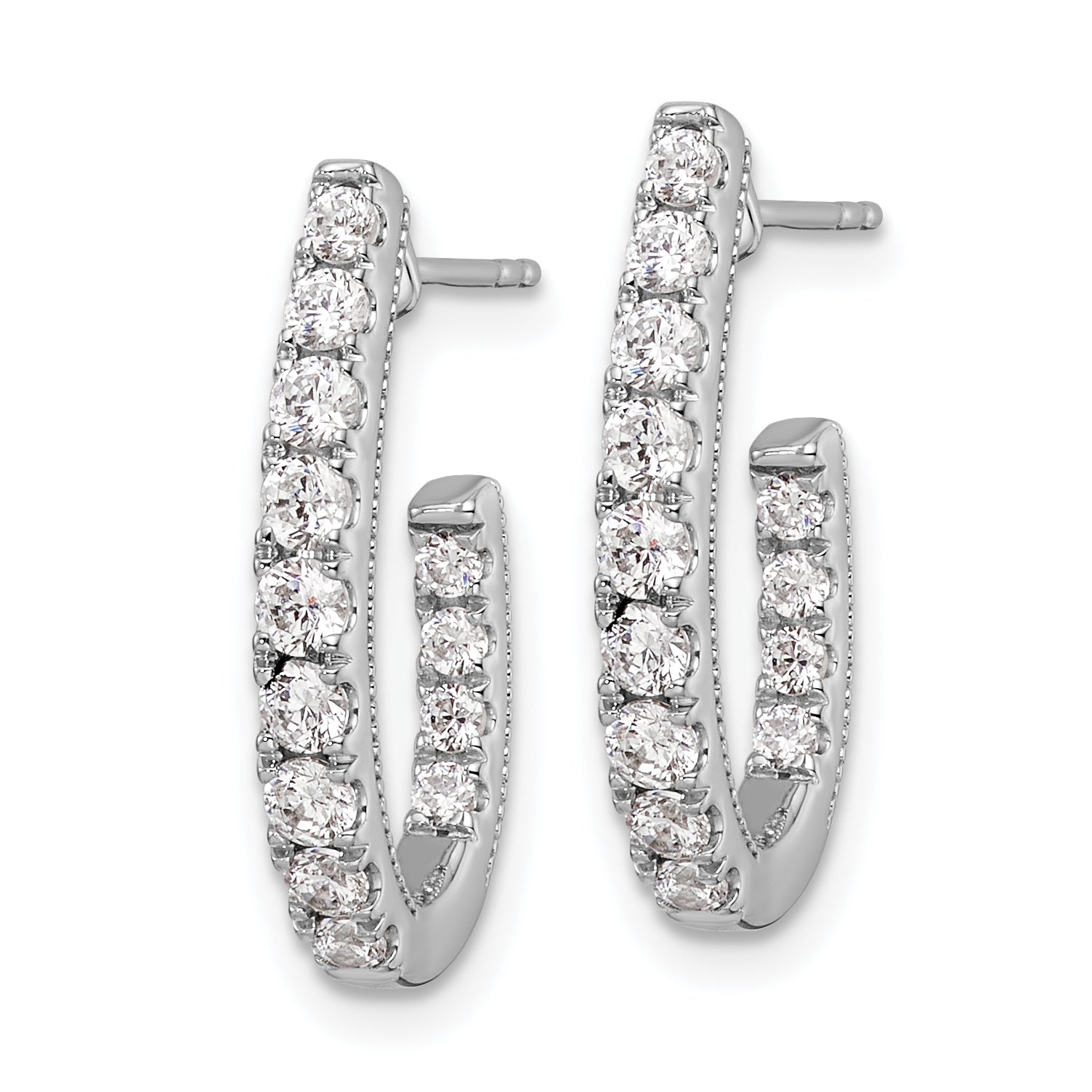 14k White Gold 1 carat Lab Grown Diamond VS/SI+ G+ Complete In and Out J-Hoop Hoop Earrings Secondary image
