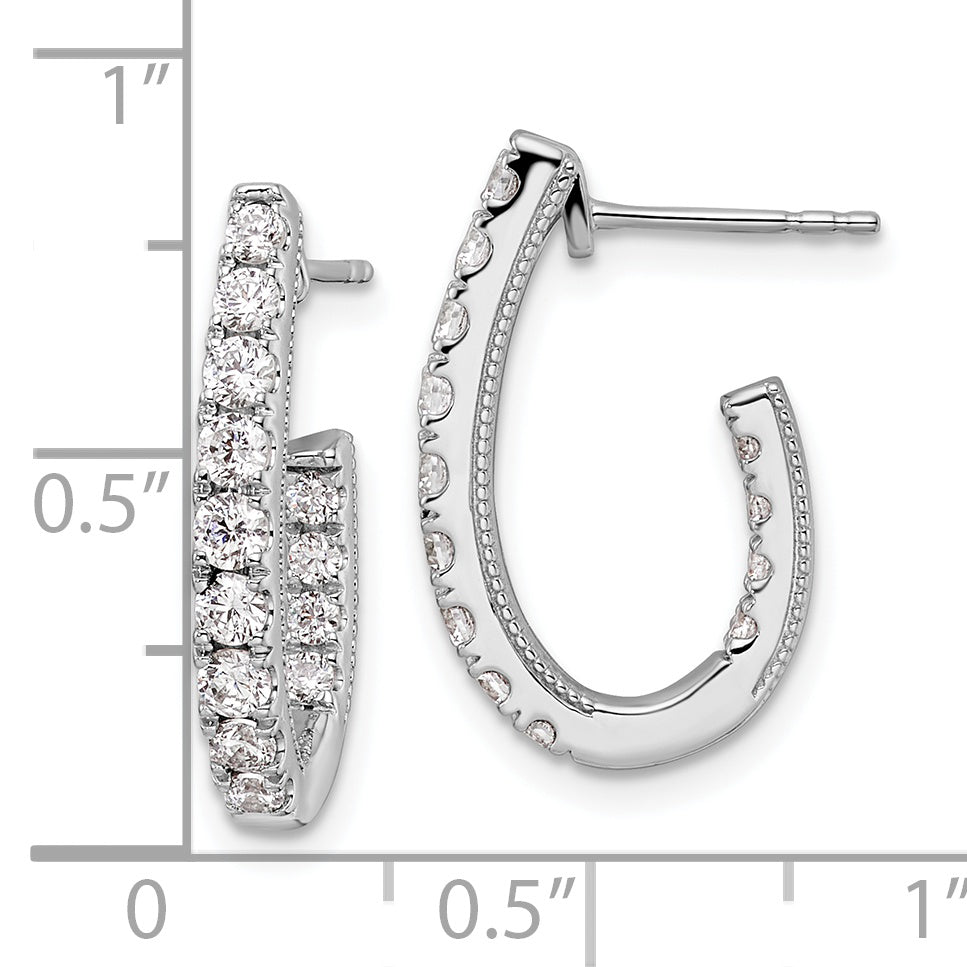 14k White Gold 1 carat Lab Grown Diamond VS/SI+ G+ Complete In and Out J-Hoop Hoop Earrings
