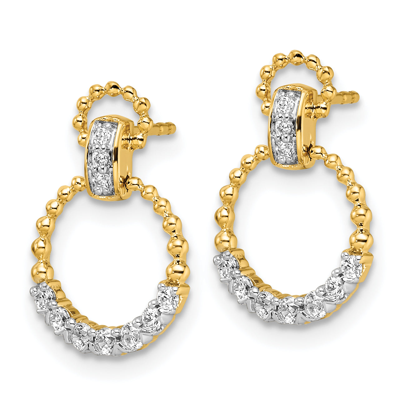 14k 1/4 carat Lab Grown Diamond VS/SI+ G+ Circle Dangle Post Earrings