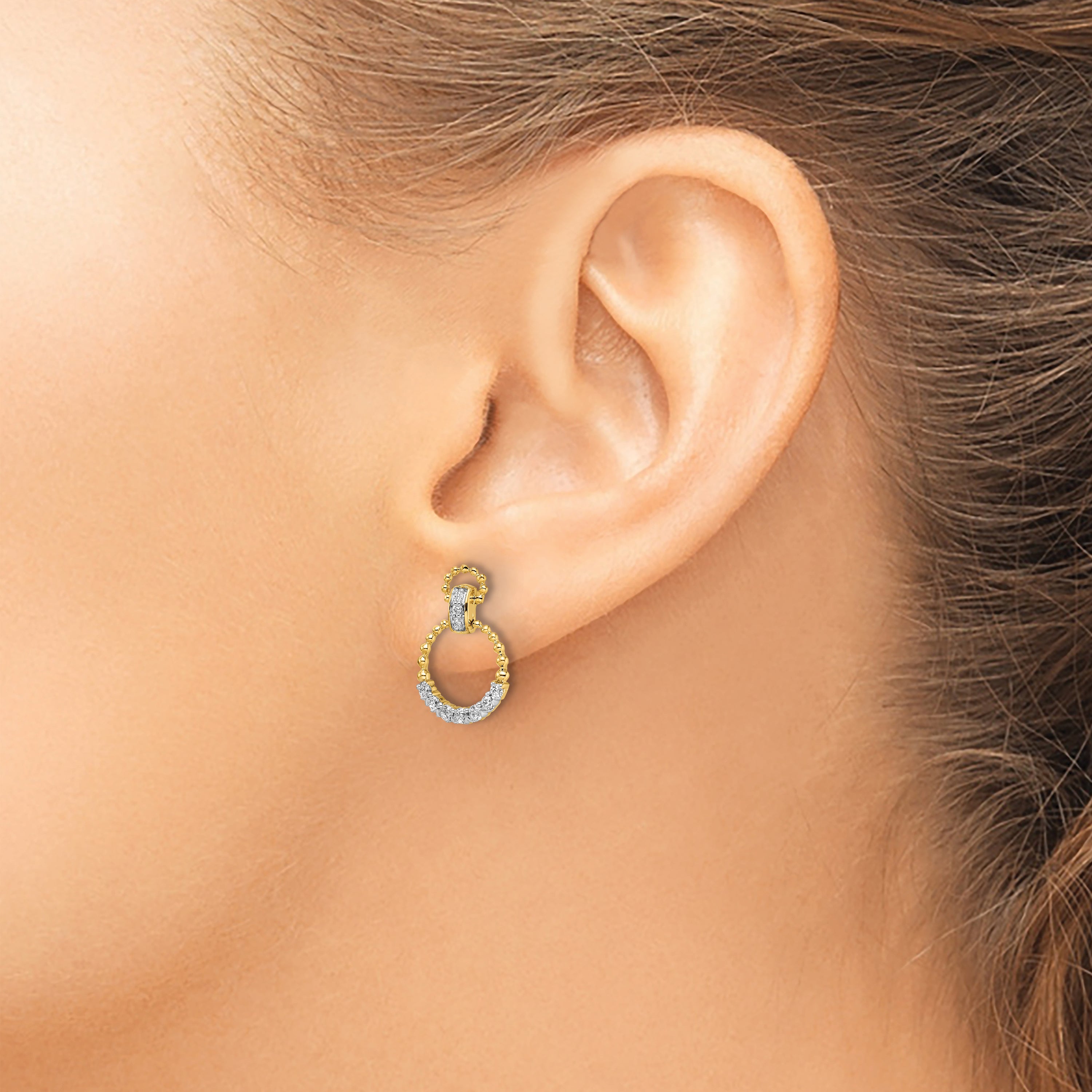 14k 1/4 carat Lab Grown Diamond VS/SI+ G+ Circle Dangle Post Earrings