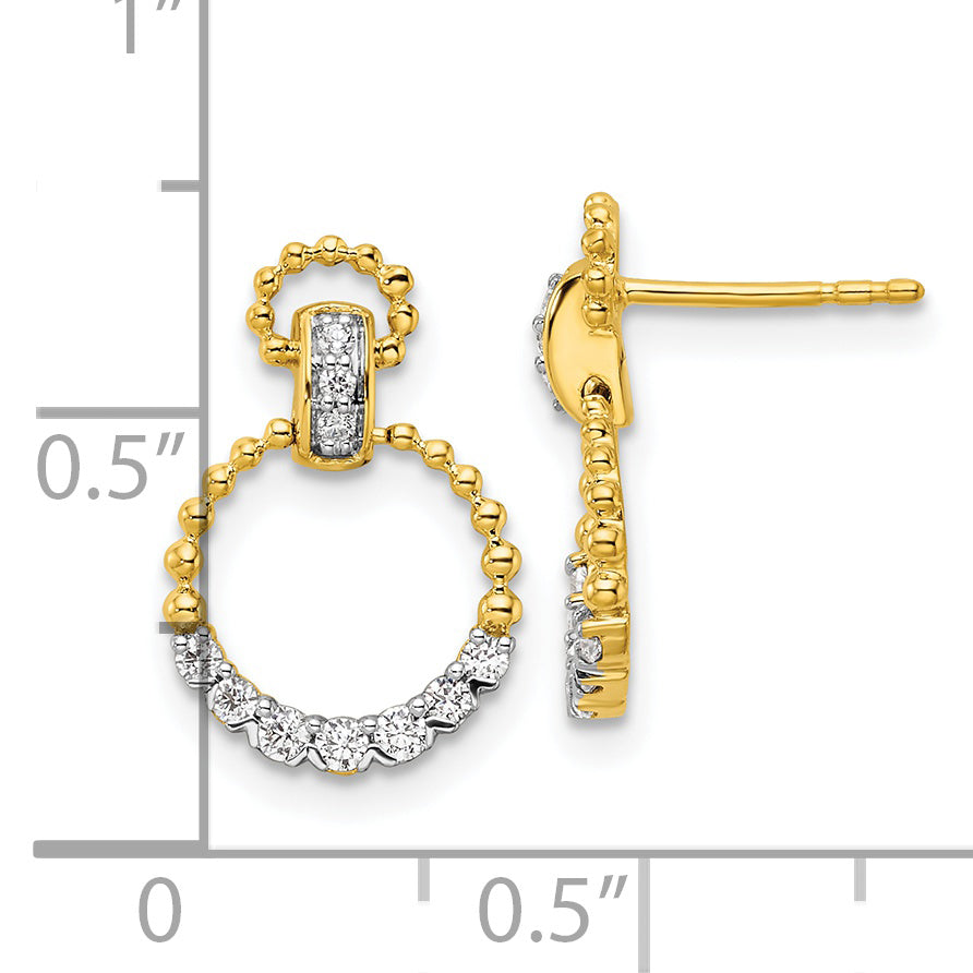 14k 1/4 carat Lab Grown Diamond VS/SI+ G+ Circle Dangle Post Earrings