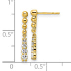 14k 1/3 carat Lab Grown Diamond VS/SI+ G+ Beaded Bar Dangle Post Earrings
