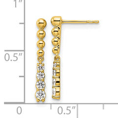 14k 1/3 carat Lab Grown Diamond VS/SI+ G+ Beaded Bar Dangle Post Earrings