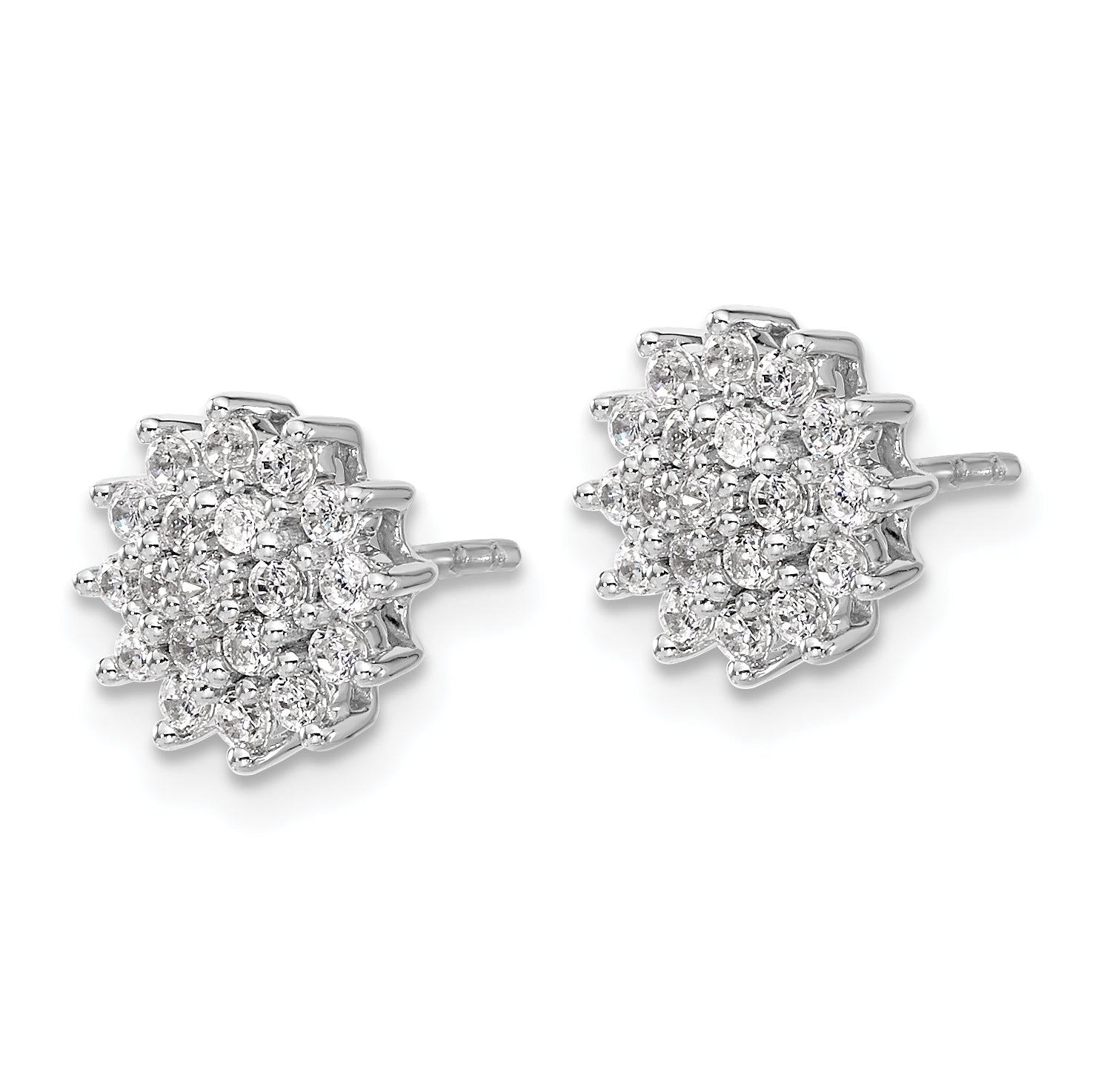 14k White Gold 1/2 carat Lab Grown Diamond VS/SI+ G+ Complete Cluster Post Earrings Secondary image