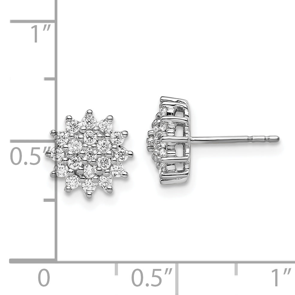 14k White Gold 1/2 carat Lab Grown Diamond VS/SI+ G+ Complete Cluster Post Earrings
