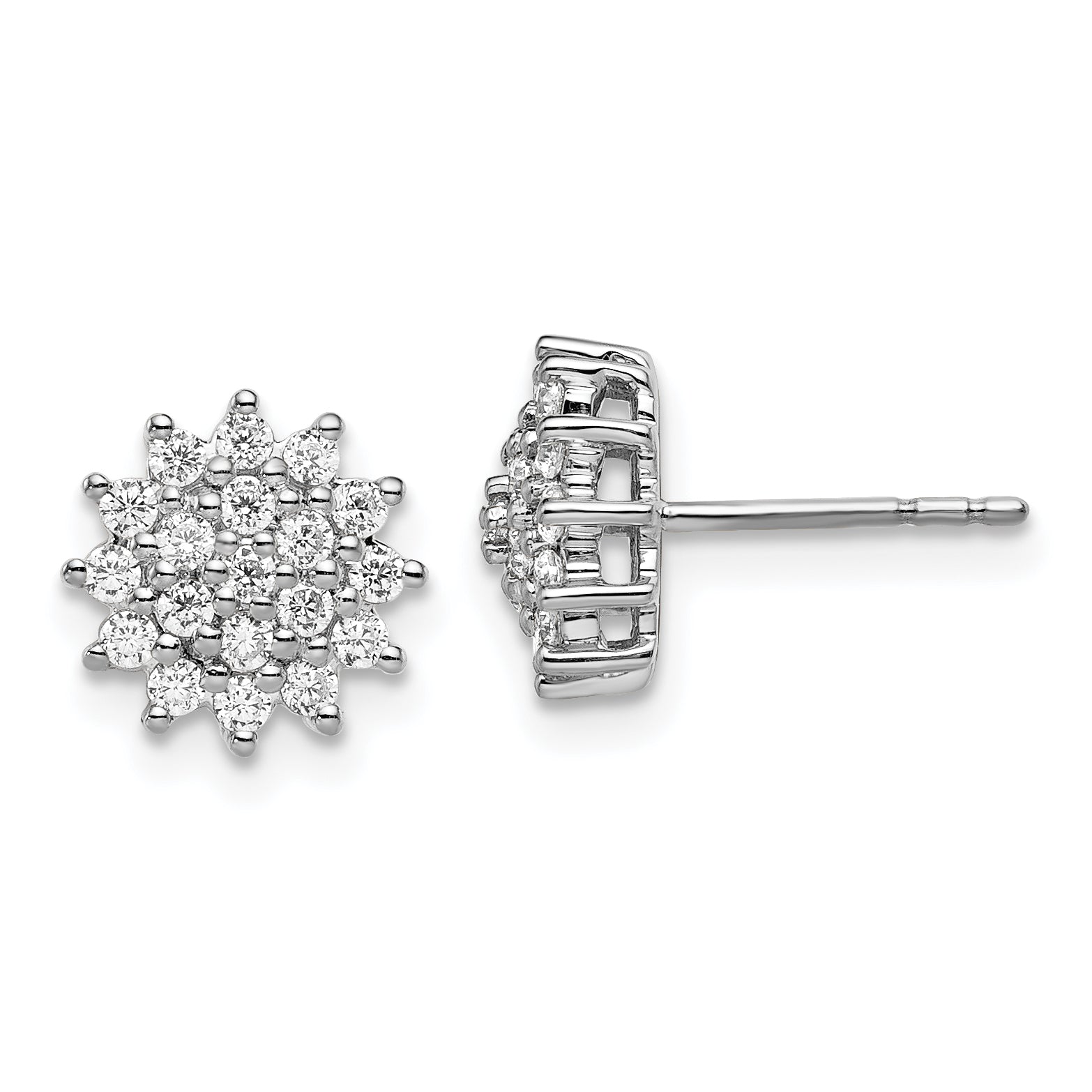 14k White Gold 1/2 carat Lab Grown Diamond VS/SI+ G+ Complete Cluster Post Earrings Main image
