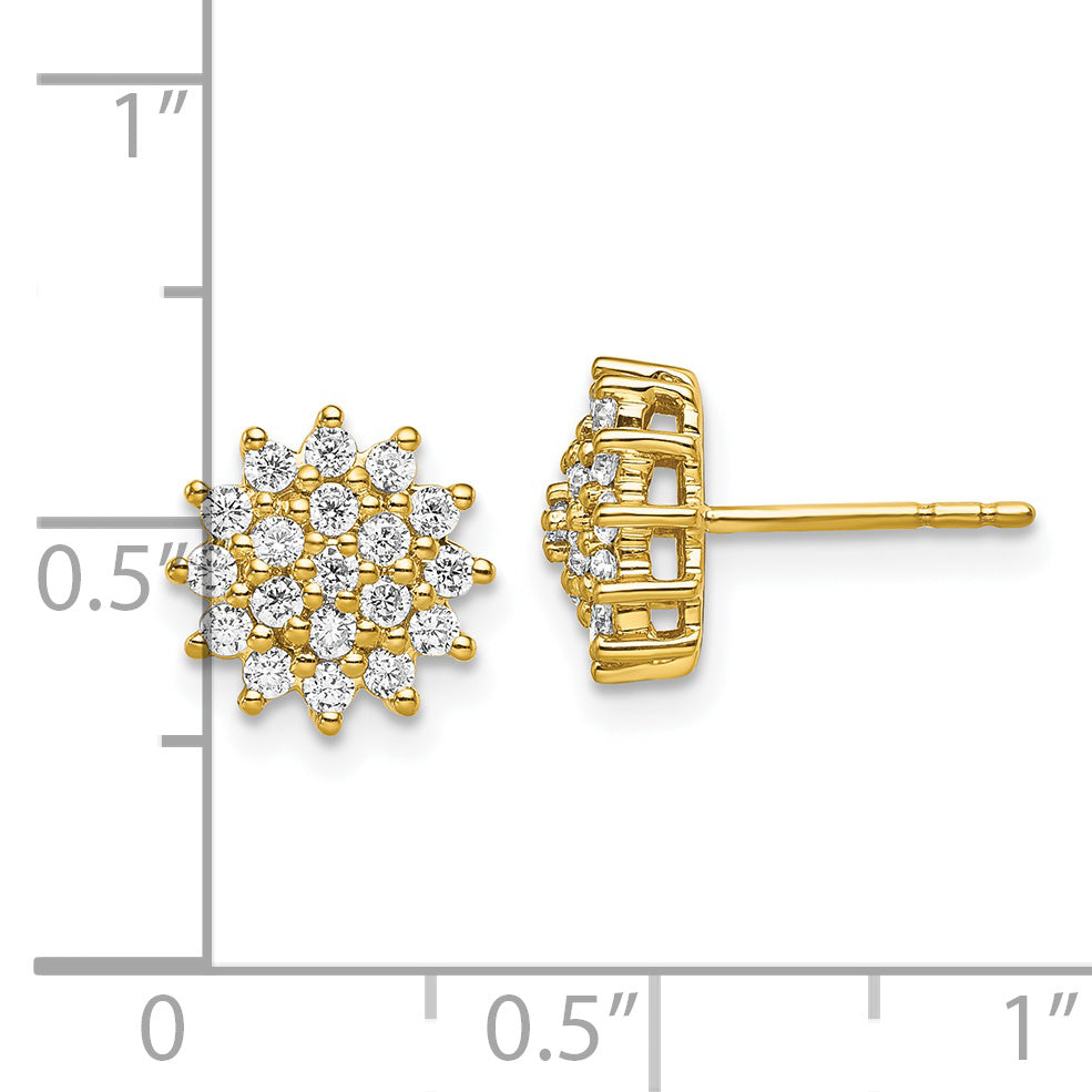14k 1/2 carat Lab Grown Diamond VS/SI+ G+ Complete Cluster Post Earrings